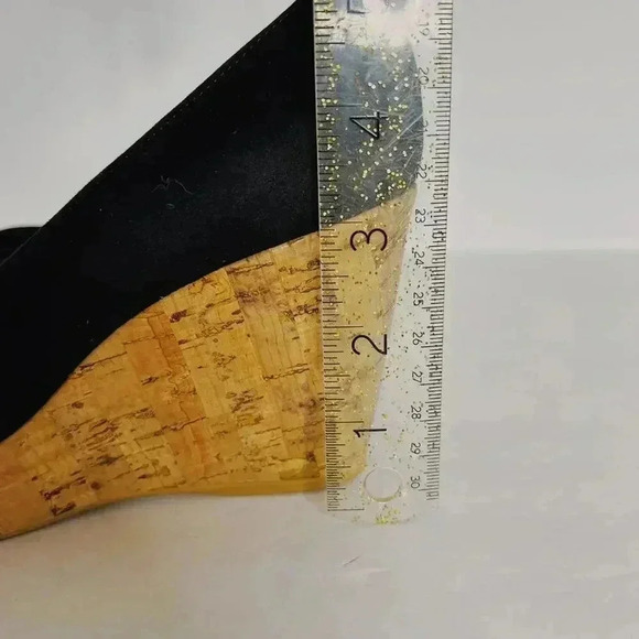 Stuart Weitzman Vintage Black Suede Leather Cork Wedges Women's Size 5 - Picture 9 of 12